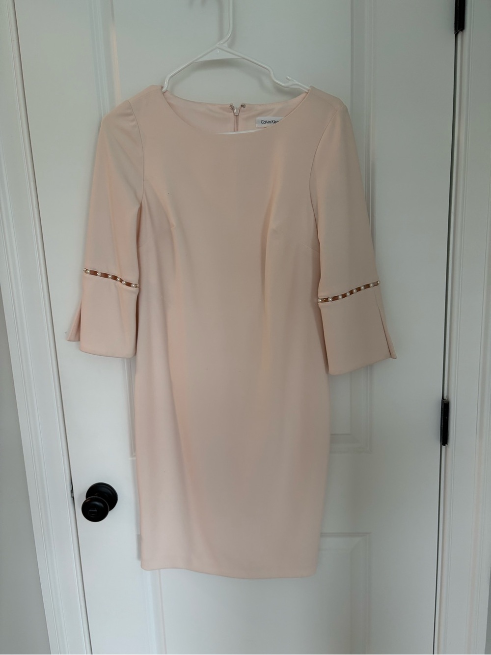 Calvin Klein Women's Pink Sheath Dress with Bracelet-Sleeve Detail
